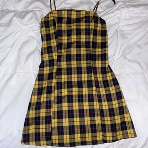 Small yellow, black and red plaid dress